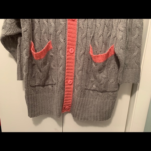 LLR Lucille Cardigan, Oversized, Gray and Pink - Picture 8 of 15